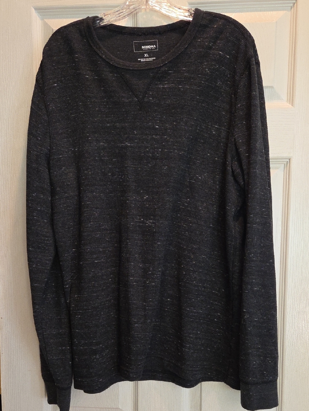 Sonoma Black Heathered Long Sleeve Crew Pullover